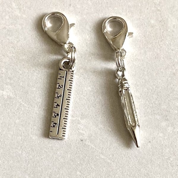 Pencil and ruler charms (Two charm set)