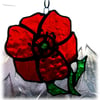Reserved for Catherine Poppy Suncatcher Stained Glass Handmade Red