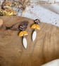 Autumn Gold Fleck & Mustard Half-Moon Dangles – Polymer Clay Earrings - Image 3