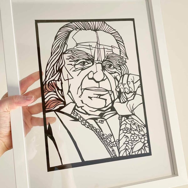 B.K.S. IYENGAR hand-crafted papercut, Yoga, Spirituality, original artwork