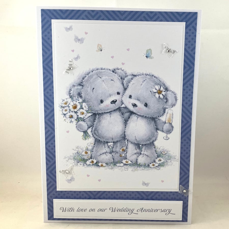 Our Anniversary card - cute bear couple with daisies