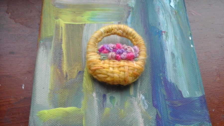 sunny yellow basket flower brooch 