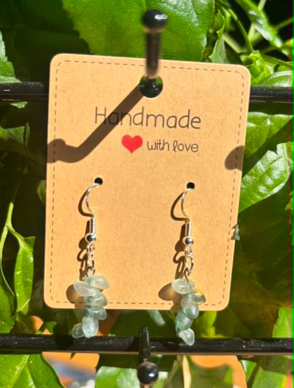 Handmade Silver-Plated Fish Hook Earrings with Stone-Look Beads