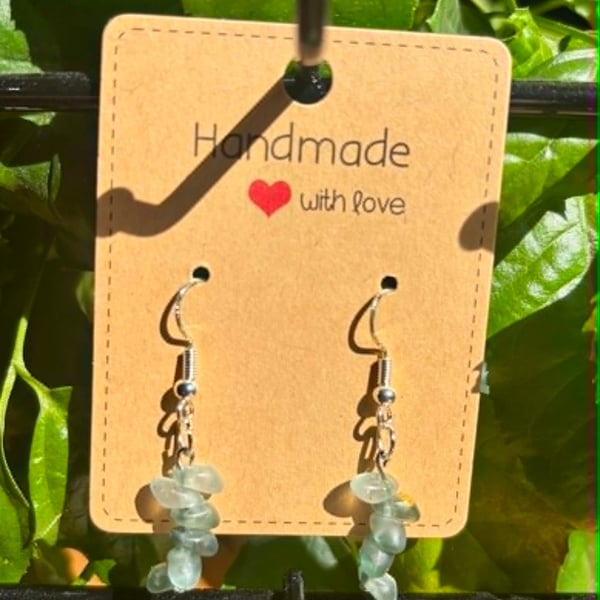 Handmade Silver-Plated Fish Hook Earrings with Stone-Look Beads