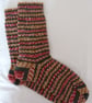 Hand-cranked Sparkly Knitted Ribbed Wool Socks Size 8 to 9 - Image 2