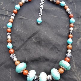 Fantastic chunky mixed Gemstone Necklace - Unusual