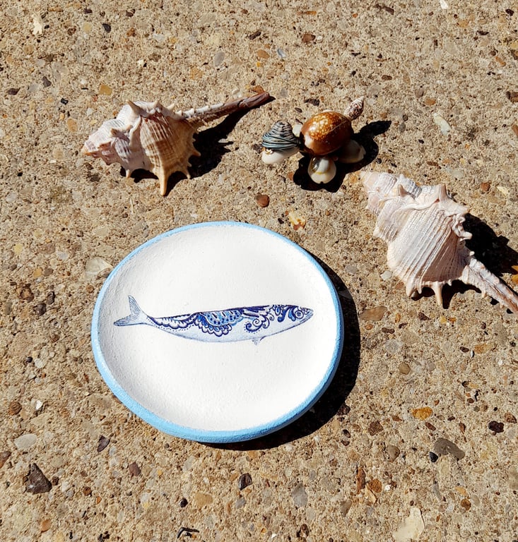 Round Clay Trinket Dish Nautical