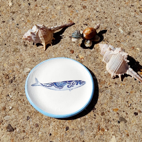 Round Clay Trinket Dish Nautical