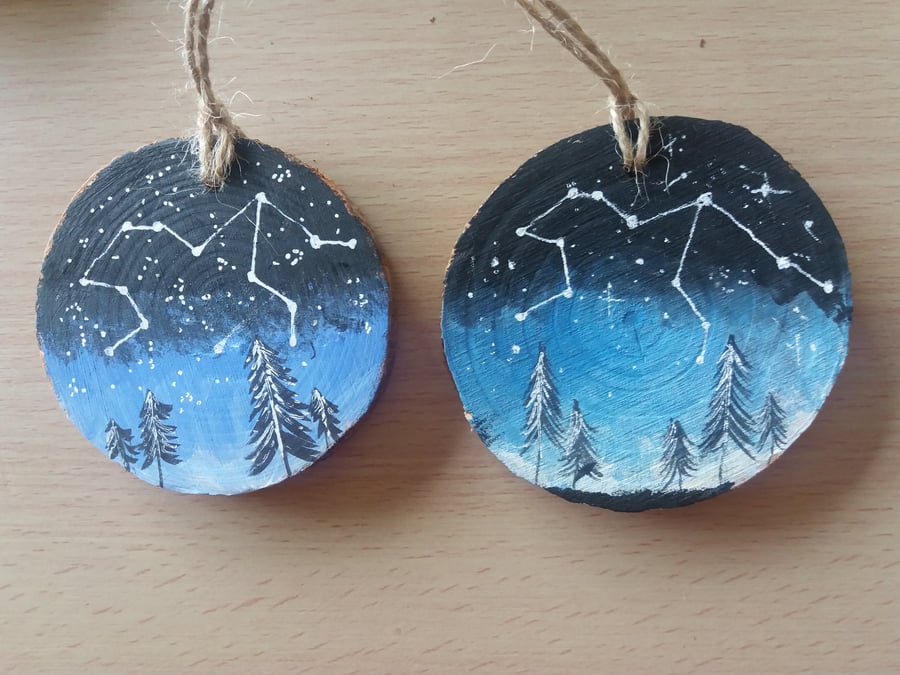 Aquarius Constellation wood slice Christmas decoration