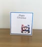Handmade Cute Penguin Embossed Christmas Card - Image 1