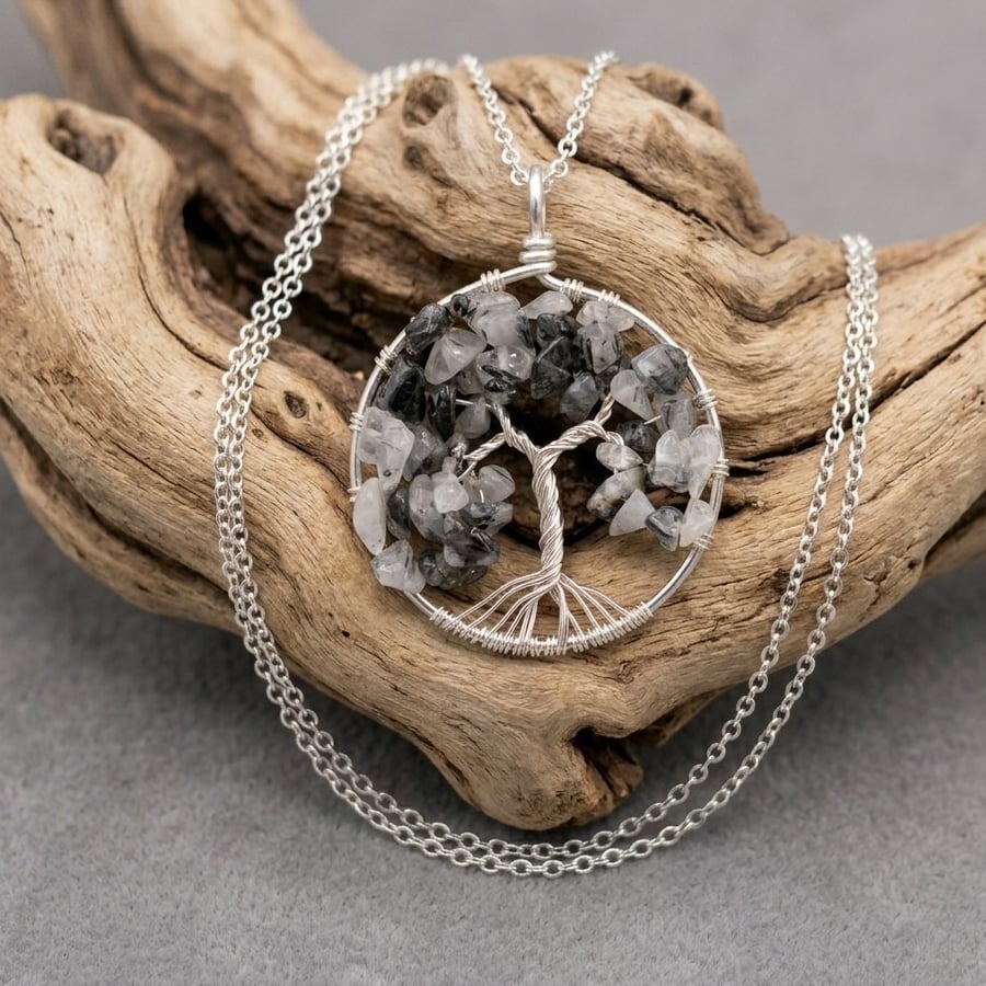 Rutilated Quartz Tree Of Life Necklace
