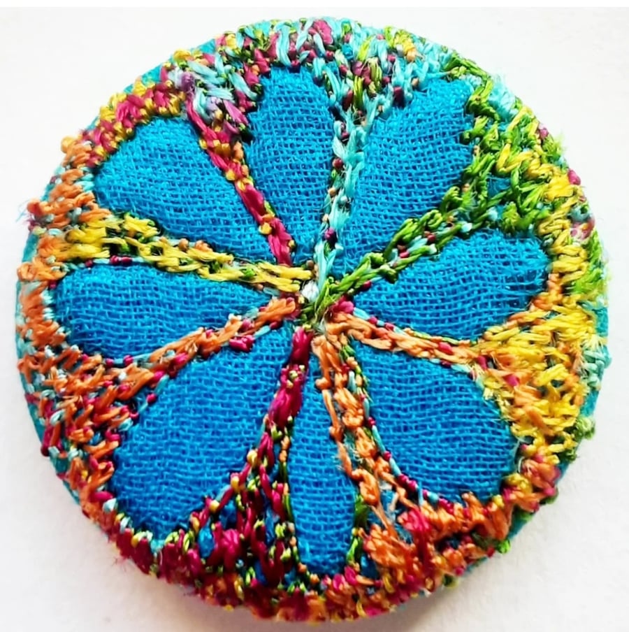 Buttons 1 inch button Hand Dyed Silks and Cottons Free Machine Embroidery Button