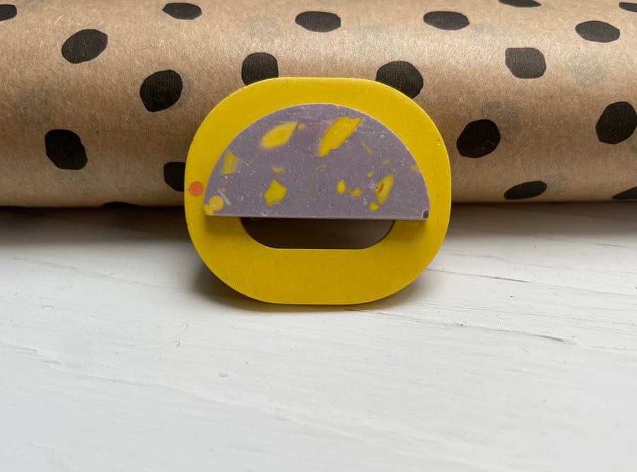 Geometric Jesmonite brooch. 