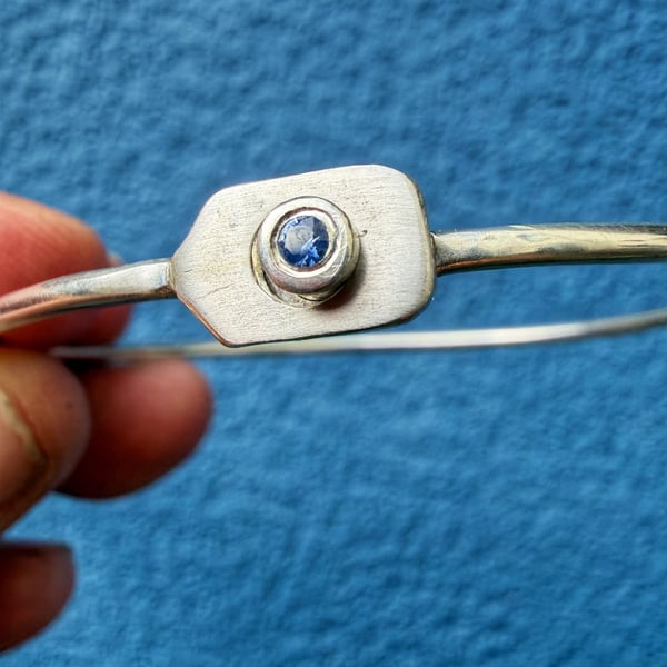 Blue Sapphie Sterling Silver Oval Bracelet.