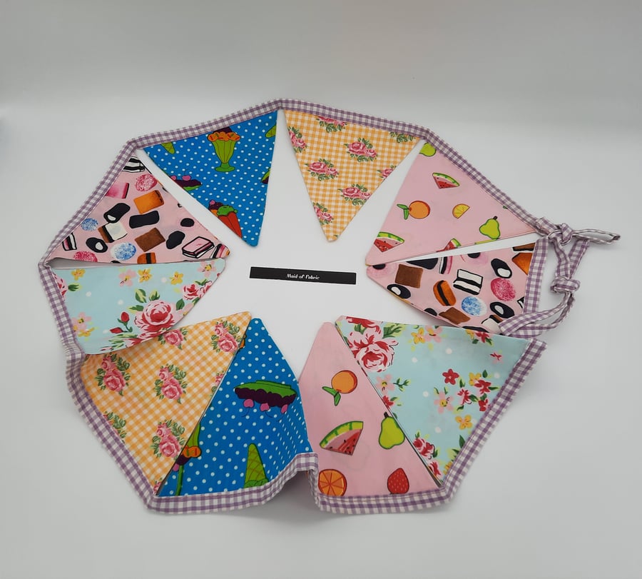 Bunting- mini in fruit salad, sweets, sundaes and floral fabrics. 