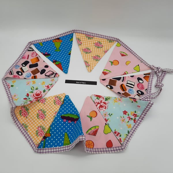 Bunting- mini in fruit salad, sweets, sundaes and floral fabrics. 