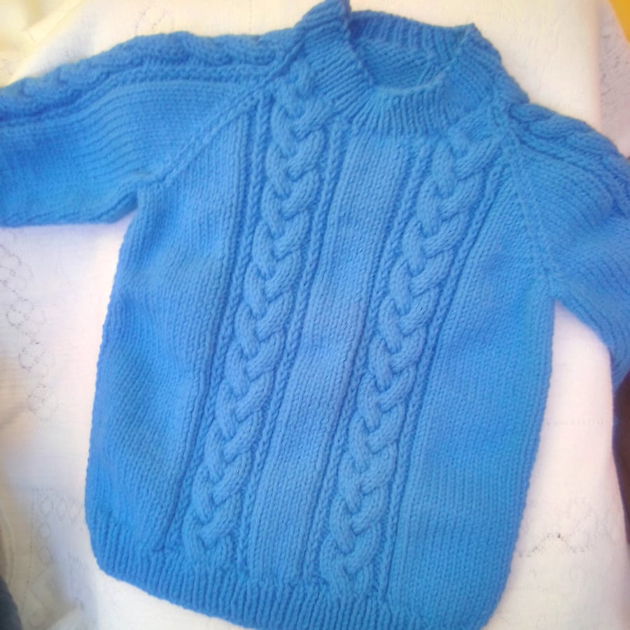Children's Chunky Jumper with Cabled Back, Front and Sleeves, Custom Make