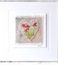 HAND EMBROIDERED VINTAGE FABRIC FLORAL HEART CARD 