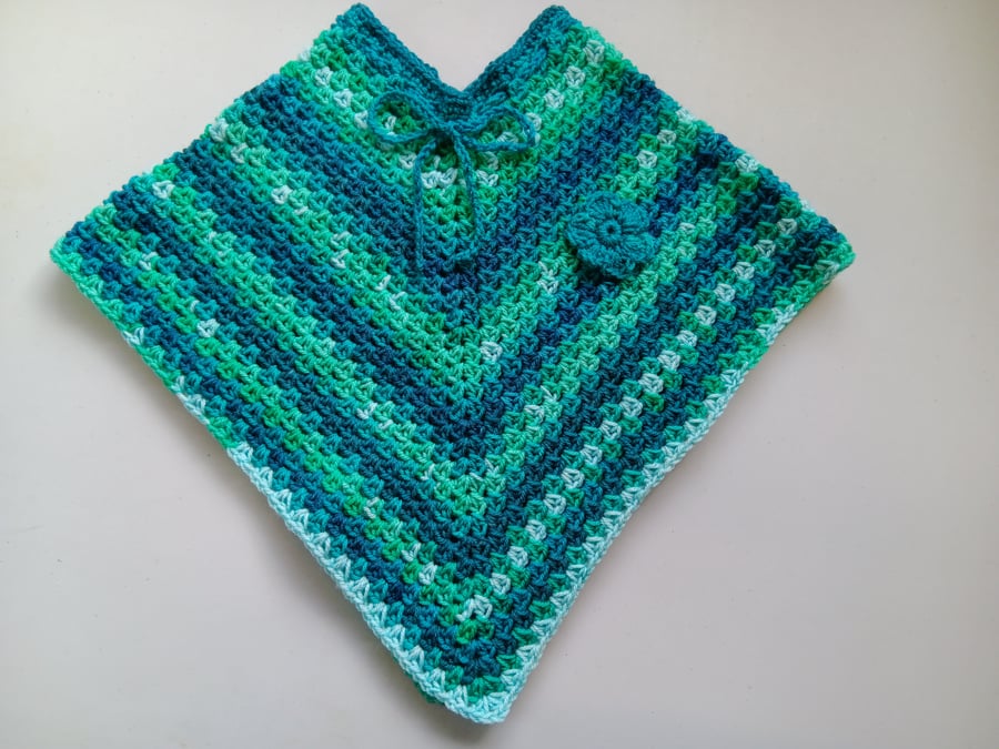 Crochet Child's Poncho (Green Love) - adorable outerwear!