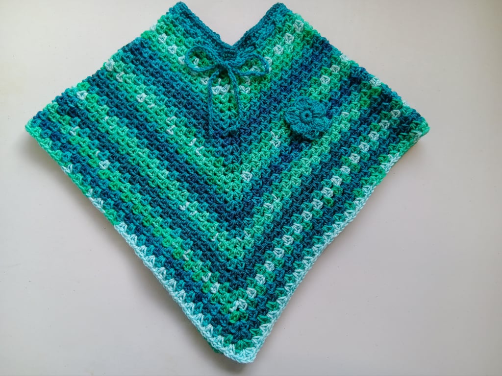 Crochet Child's Poncho (Green Love) - adorable outerwear!