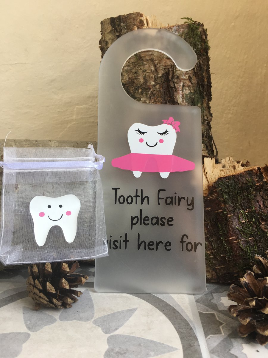 Tooth Fairy Door Hanger, Tooth Fairy tooth Bag, Personalised