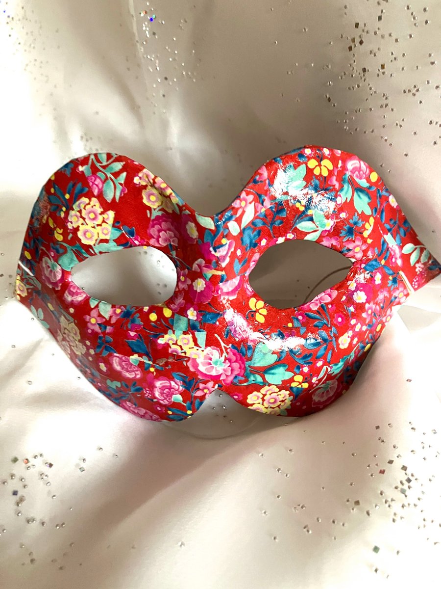 Red floral eye mask