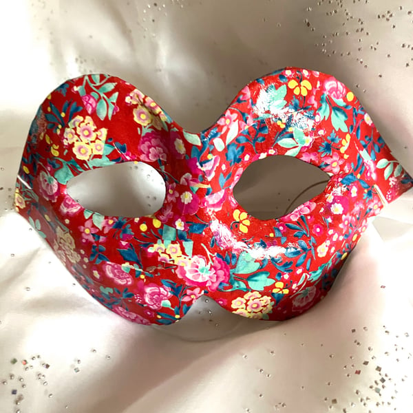 Red floral eye mask