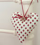 FOLK STYLE RED FLOWERS FABRIC HEART DECORATION - Image 3
