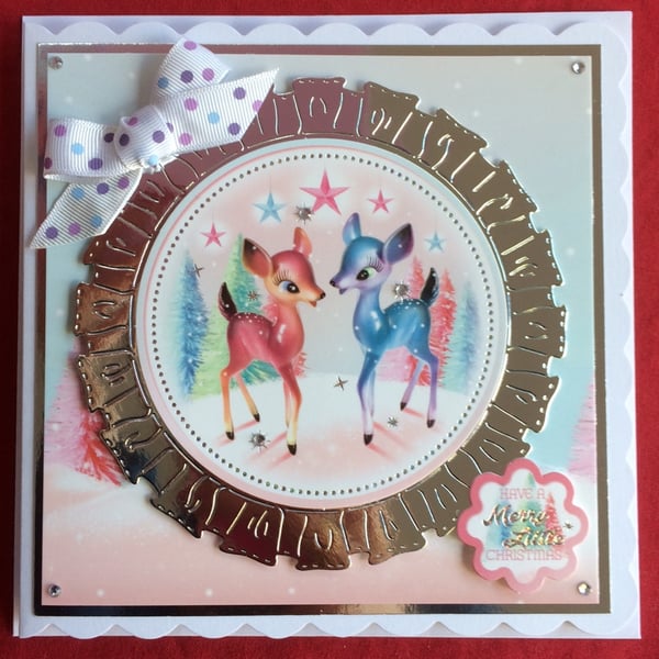 Christmas Card Have a Merry Little Christmas Deer 3D Luxury Handmade