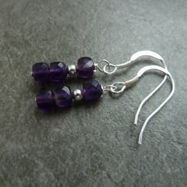 sterling silver earrings, amethyst gemstone