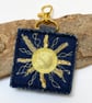 Up-cycled golden denim Sun key ring or bag charm. - Image 3