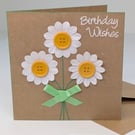 Daisies handmade birthday card with daisy embellishments for her with verse 