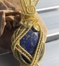 Lapis Lazuli Wrapped in Gold-Plated Wire Pendant - Image 1
