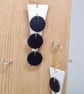 Black and White Leather Spot Backgammon Style Drop Dangle Earrings - Image 2