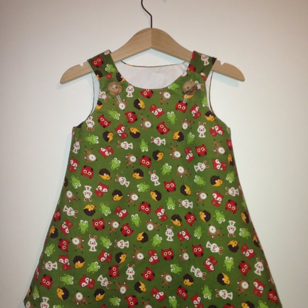 LIMITED EDITION Woodland animal needle cord dress 6 months to 4 years
