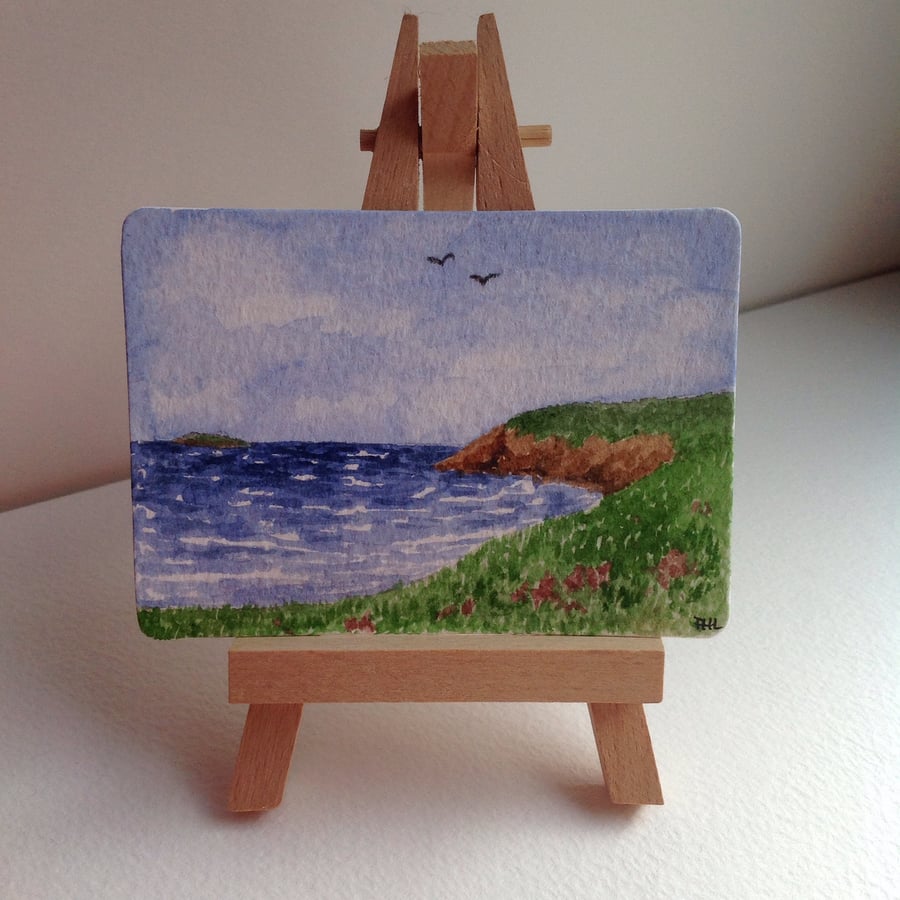 ACEO 'Looking out to sea' original watercolour 