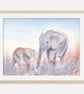 Elephant Family Art Print, African Wildlife Wall Art Poster, Nursery Artwork