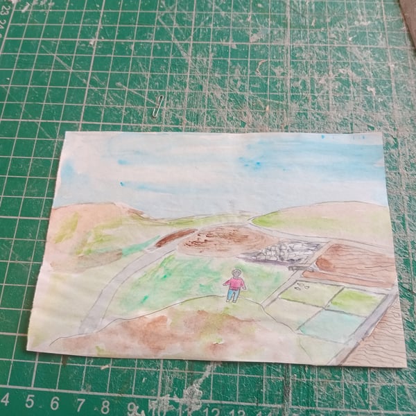 A6 watercolour painting illustration style naive art