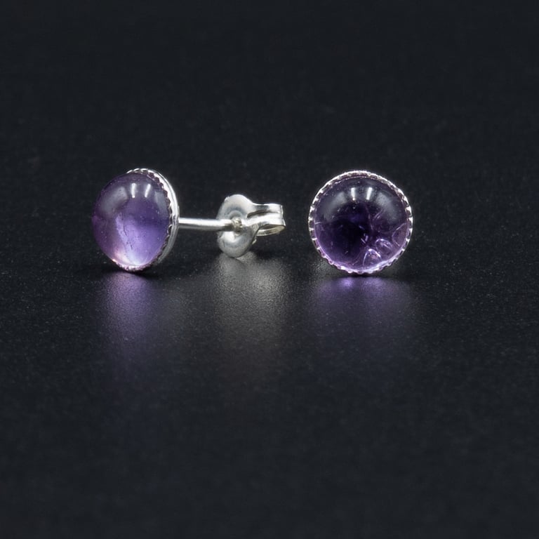  Amethyst and sterling silver stud earrings, Aquarius gift