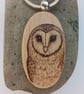 Barn owl pyrography keyring - Image 1