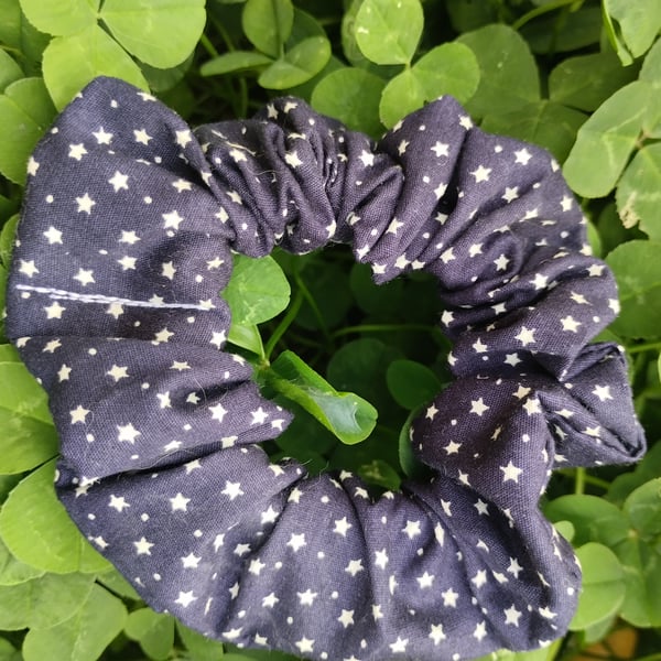 Navy blue hair scrunchie with stars