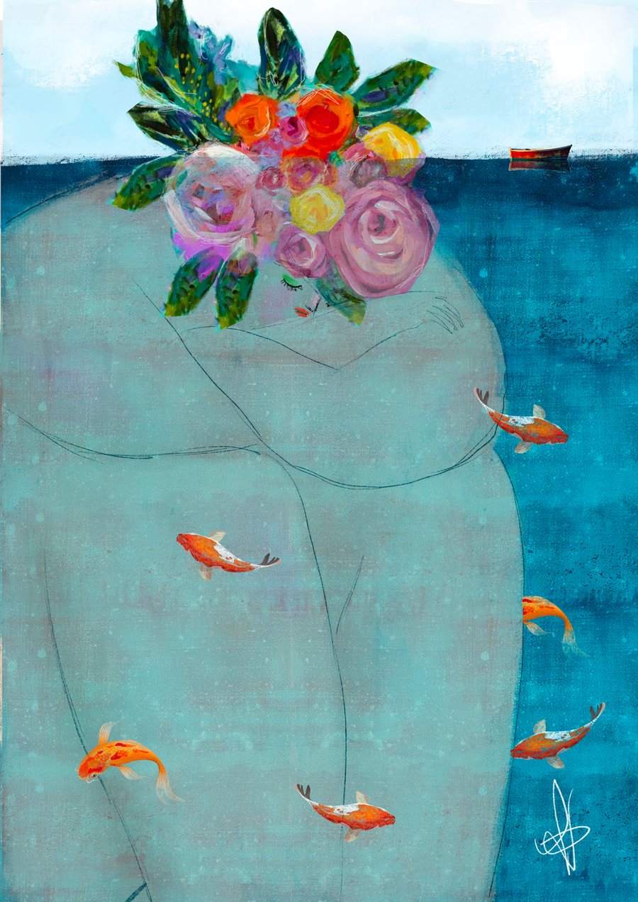 In the water mixed media art print