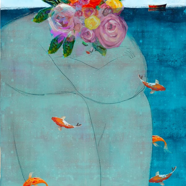 In the water mixed media art print