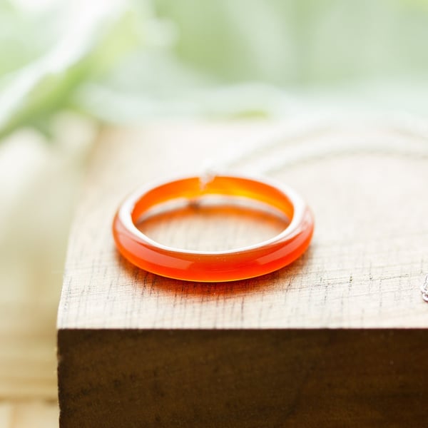 Minimalist Necklace Orange Gift for Her Ring Necklace Resin Necklace Boho Neckla