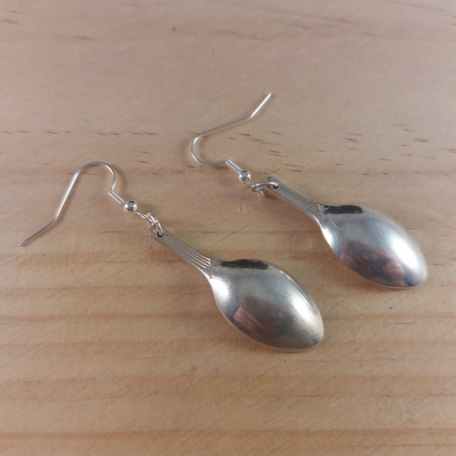 Upcycled Silver Plated Sugar Tong Spoon Earrings (SPE102505)