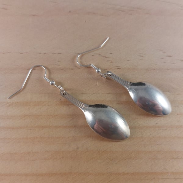 Upcycled Silver Plated Sugar Tong Spoon Earrings (SPE102505)