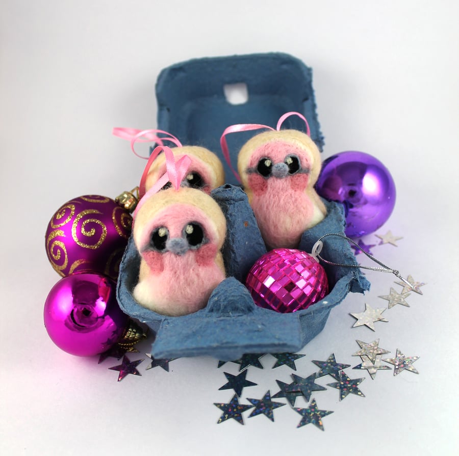  Needle Felted Pink Robin Bird ChristmasTree Decoration 1 Supplied