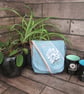 Upcycled Coffee Sack-Mini Shoulder Bag-Blue floral design