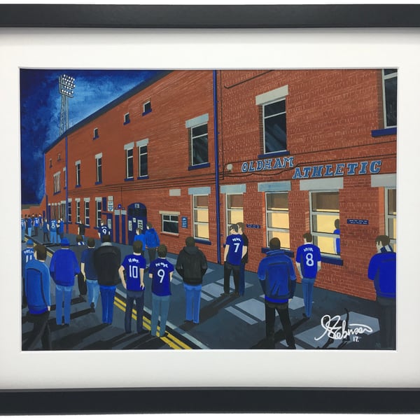 Oldham Athletic F.C, Boundary Park, High Quality Framed Football Art Print.