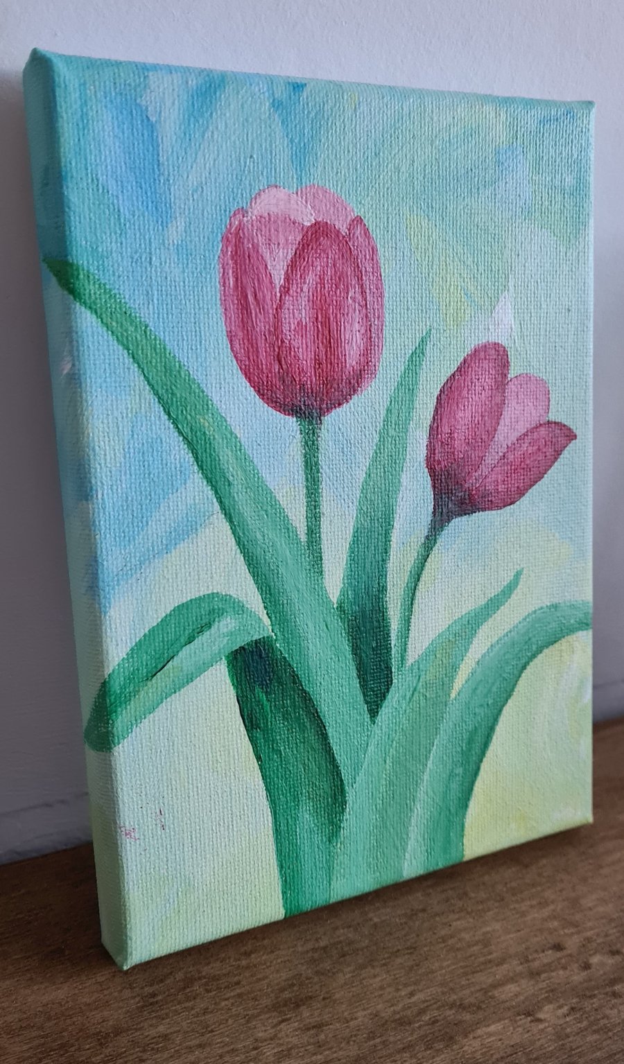 original painting, 5x7 tulip acrylic on canvas